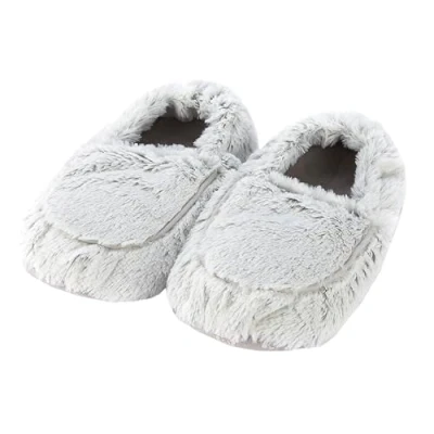 Afbeelding van Warmies magnetronbestendige pantoffels, verwarmbare damespantoffels met Franse gedroogde lavendel, rustgevende warmte en comfort, één maat Marshmallow grijze kleur