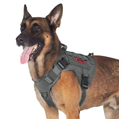 Afbeelding van OneTigris Hondentuigje FIRE Watcher Tactisch hondenvest, Molle hondentraining, service hondentuigje, 1000D nylon (XL, grijs)