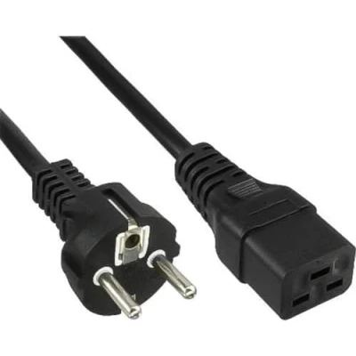 Afbeelding van PremiumCord netsnoer 230 V 3 m, stroomkabel met geaard contact op koudeaansluiting C19, IEC 320, pc polig, 16 A, kleur zwart