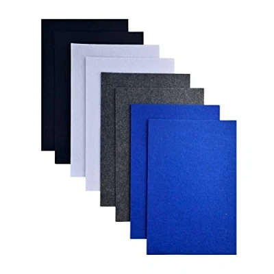Afbeelding van Jtnohx Stijve viltstof om te knutselen, 2 mm dikke gekleurde vilten vellen, 8 stuks 20 x 30 cm knutselstof voor naaien en doe het zelfprojecten (zwart wit grijs blauw)