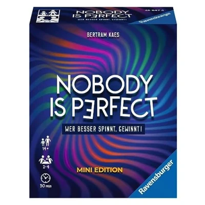 Afbeelding van Ravensburger 26847 Nobody is perfect Mini Edition Kommunikatives Kartenspiel für die ganze Familie, Spiel Erwachsene und Jugendliche ab 14 Jahren, 2 4 Spieler: Wer besser spinnt, gewinnt!