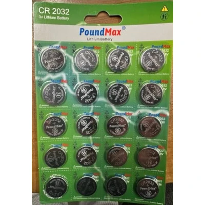 Afbeelding van 20 x PoundMax 2032 CR2032 DL2032 ECR2032 3V Lithium Knoopcelbatterijen