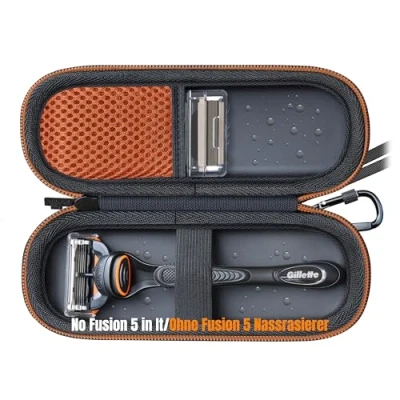 Afbeelding van Woollo PU hoes compatibel met Gillette ProGlide scheerapparaat, Fusion 5 nat scheerapparaat en Mach3 draagbaar, hard reiskoffer, etui, hoes, waterdichte tas voor