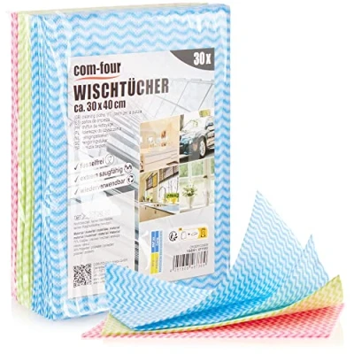 Afbeelding van COM FOUR® 30x poetsdoek 30x40cm herbruikbare poetsdoeken voor keuken, badkamer en huishouden multifunctionele doek in 3 kleuren wasbare (030 vellen kleuren)