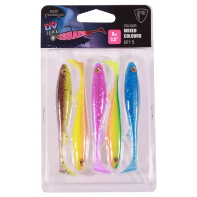 Afbeelding van Fox Rage Slick Shad Mixed UV Colour Pack 9cm (5 stuks)