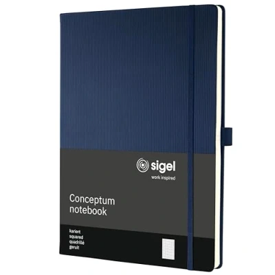 Afbeelding van 3x Notitieboek Conceptum Pure HCdonkerblauw A4 194blz ruit