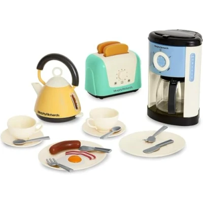 Afbeelding van Casdon Morphy Richards Keukenset, speelgoed voor kinderen vanaf 3 jaar, inclusief broodrooster, koffiezetapparaat, waterkoker en meer