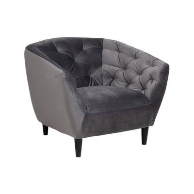 Afbeelding van Leen Bakker Fauteuil Thyrza Fluweel Donker Fauteuils Grijs Velvet
