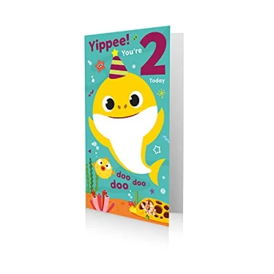 Afbeelding van Leeftijd 2 Verjaardagskaart, Baby Shark 2e Verjaardagskaart Haai, Gelukkige Multi, 9 x 5, BS026