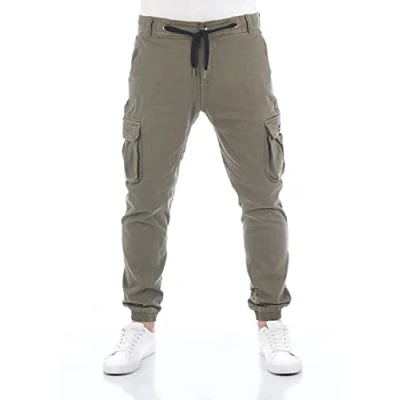 Afbeelding van riverso RIVHanno Cargobroek voor heren, slim fit, cargobroek, vrijetijdsbroek, katoen, zakken, stretch, outdoor, zwart, groen, beige, olijf, marineblauw, grijs, W30, W31, W32, W33, W34, W36, W38, W40,