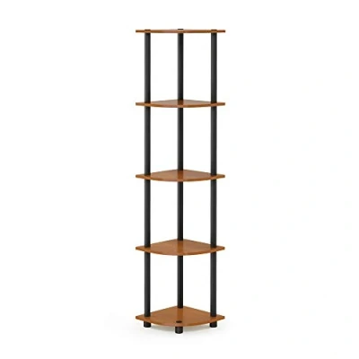 Afbeelding van Furinno Turn N Tube 5 traps hoekdisplay multifunctionele boekenkast, opbergrek met ronde buizen, licht kersenhout, 29,5 x 146,6 cm