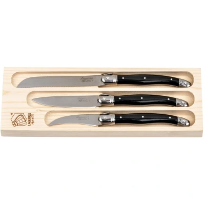 Afbeelding van Laguiole Style de Vie Premium Line Messen set 3 delig Zwart