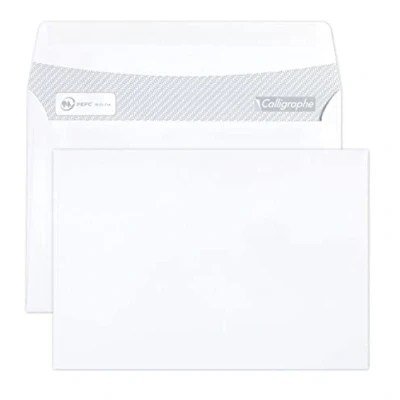 Afbeelding van Calligraphe 691C Een doos met 500 witte enveloppen C6 formaat (114x162 mm) zelfklevend 80 g/m² Merk van Clairefontaine