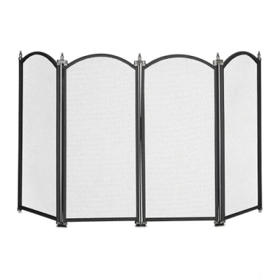 Afbeelding van Relaxdays haardscherm, 4 delig, tegen rondvliegende vonken, voor kachel &amp; open haard, HxB: 54x97,5 cm, metaal, zwart