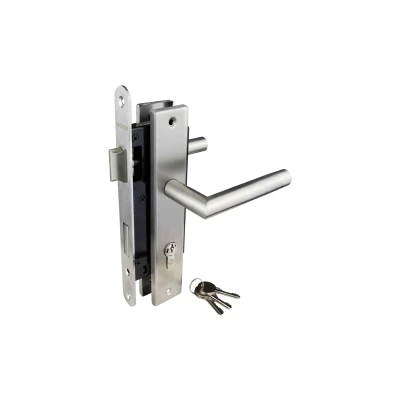Afbeelding van Deurbeslag Set Compleet Poortslot RVS op Schild Per