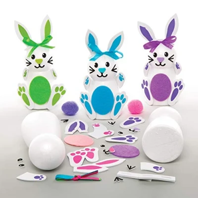 Afbeelding van Baker Ross AT413 haasjes knutselset voor kinderen (4 stuks) creatieve set om te knutselen met Pasen