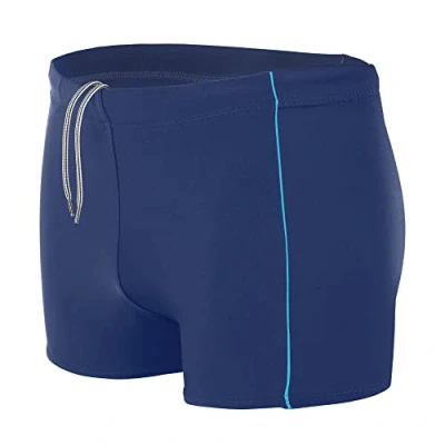 Afbeelding van Aquarti Heren Zwembroek Kort met Contrasterende Biezen, Donkerblauw/blauw, 4XL