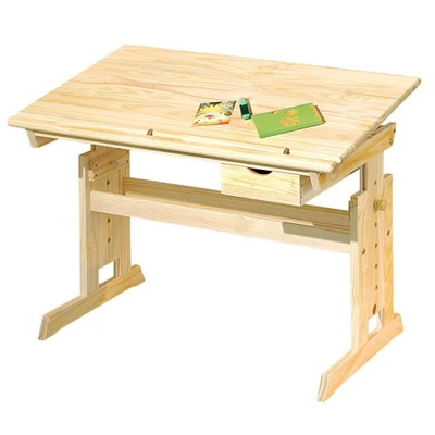 Afbeelding van Leen Bakker Kinderbureau Julia Licht Grenenkleur 55x109x63cm Bureaus Bruin Hout
