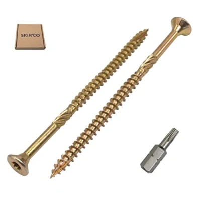 Afbeelding van SKIR&#039;CO (Pack van 20 stuks) Universeel verzinkt staal 5,0 x 100 mm gele houtschroeven, verzonken kop, Torx type 17, spaanplaatschroeven (20, mm)