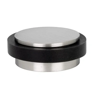 Afbeelding van HERRAJES EVI 040140 x 12AM decoratieve deurstopper, zelfklevend, roestvrij staal mat rubber, zwart, 28 14 mm