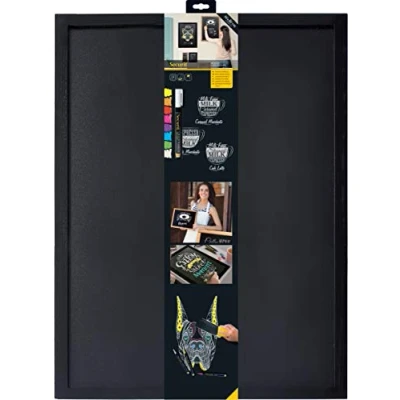Afbeelding van Wandkrijtbord Securit, Woody, Zwart, 60(b)x80(h)cm, Incl 1 Krijtstift