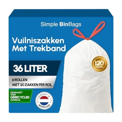 Afbeelding van Simple Vuilniszakken 120 stuks 36L Geschikt voor Brabantia code R