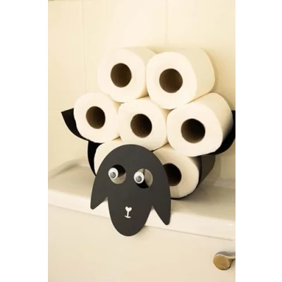 Afbeelding van HomeZone® Zwart Metalen Schaap Wandmontage Dier Toilet Roll Papierhouder Badkamer Opslag Hold up 7 Rolls Tissue Accessoire Houder Loo Nieuwigheid
