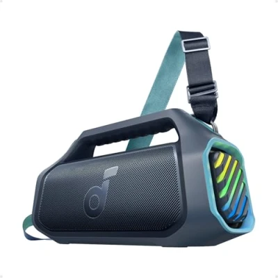 Afbeelding van soundcore Anker Boom 2 Plus Buitenluidspreker, bluetooth, 140 W, 2+2 kanalen, BassUp 2.0, 20 uur, snel opladen, IPX7 waterdicht, RGB verlichting, USB C, powerbank, voor kamperen, strand, tuin Blauw