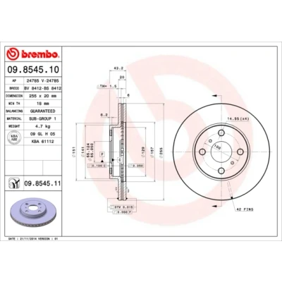 Afbeelding van Brembo Remschijf 09.8545.11