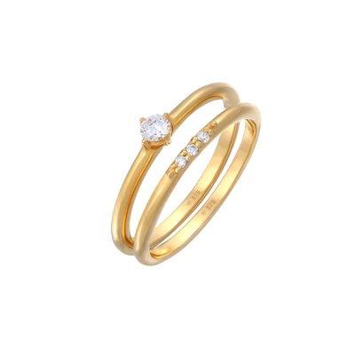 Afbeelding van Elli 2 PACK Basic Ring goldcoloured, Dames, Maat: 54, Gold coloured