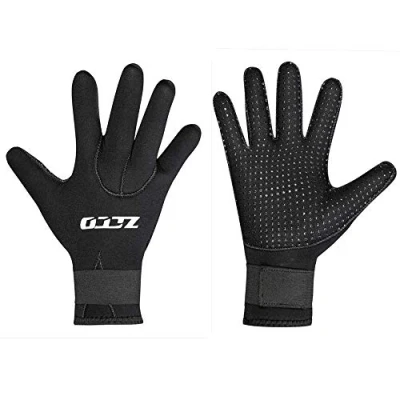 Afbeelding van ZCCO 5 mm neopreen duikhandschoenen, dubbellaagse thermische wetsuithandschoenen met elastische pols en slipbestendige deeltjes voor kajakken, duiken, surfen, snorkelen (M, MMST)