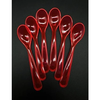 Afbeelding van Kimmel Eierlepel babyllepel dessertlepel (6 stuks) herbruikbaar, kunststof, rood transparant, 21 000 3314 1