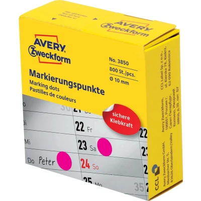 Afbeelding van Avery marking dots, diameter 10 mm, rol met 800 stuks, roze etiket