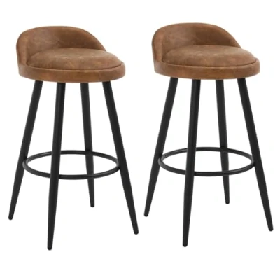 Afbeelding van WOLTU Barkruk set van 2 Bistrokruk Designkruk met Rugleuning en Voetensteun Kunstleer Metaal,Bruin BH327br
