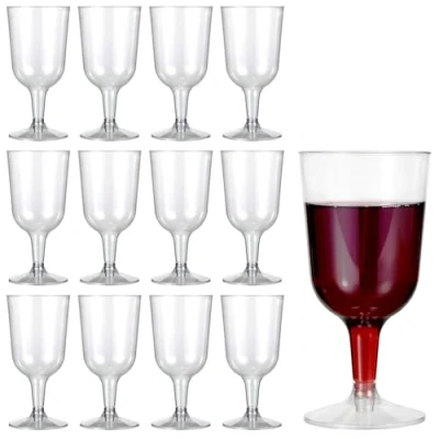 Afbeelding van MATANA 12 Plastic Wijnglazen voor Bruiloften, Verjaardagen, Kerstmis &amp; Feesten (180ml) Helder als Glas Elegant, Herbruikbaar Stevig