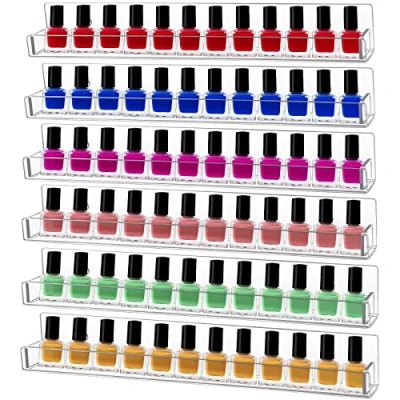 Afbeelding van Weinsamkeit Acryl nagellak organizer, 6 stuks, organizer voor maximaal 90 flessen, wandrek nagellak/parfum/lipstick/etherische oliën, transparant