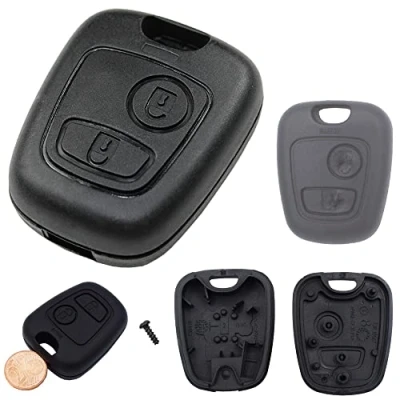 Afbeelding van Behuizing voor afstandsbediening, 2 knoppen, zonder sleutel, 10 mm x compatibel met verschillende automodellen logo elektronica en transponder.