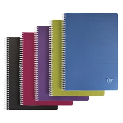 Afbeelding van Clairefontaine 329125C Collectie Linicolor Intensive Een Spiraal Notitieboek A4 21x29,7cm 100 Pagina&#039;s Kleine Vierkante Ruitjes Wit Papier 90g Transparante Polypro Kaft Willekeurige Kleur