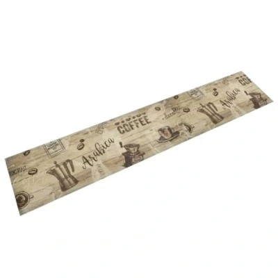 Afbeelding van Keukenmat wasbaar koffieprint 60x300 cm fluweel bruin