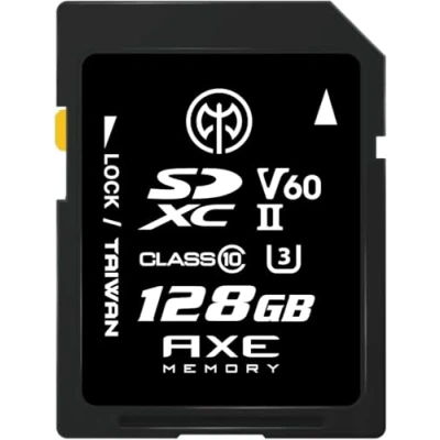 Afbeelding van AXE MEMORY 128 GB SD kaart, leessnelheid tot 245 MB/s, UHS II U3 V60 4K UHD, professionele SDXC geheugenkaart
