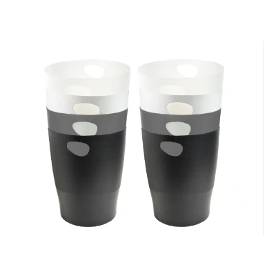 Afbeelding van Exacompta 45398D prullenbak met handgrepen, inhoud 15 l, afmetingen: 26,3 x 33,5 cm, ondoorzichtig, zwart/grijs