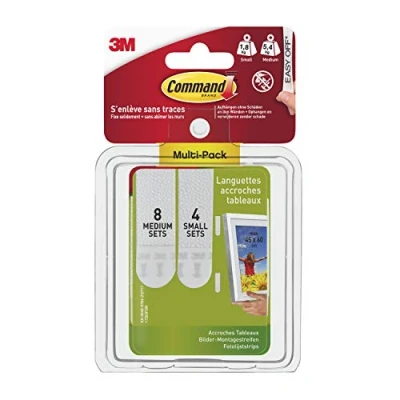 Afbeelding van 3M Command beeldmontage strips S en M, voordeelverpakking Wit Inhoud: 12 paar