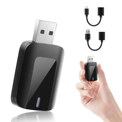 Afbeelding van 2 in 1 draadloze adapter voor Android Auto en CarPlay, stick zet bekabelde Auto/Carplay om draadloos, compatibel met auto&#039;s AA Plug &amp; Play, stabiele verbinding, USB C/A