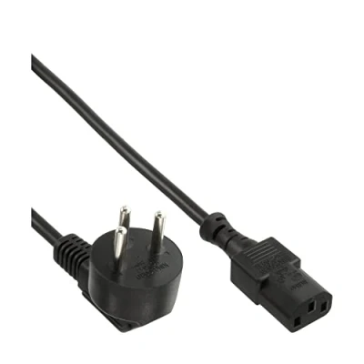 Afbeelding van InLine Apparaatsnoer met rechte C13 plug en haakse type H stekker (Israël) 3x 0,75mm / zwart 1,8 meter