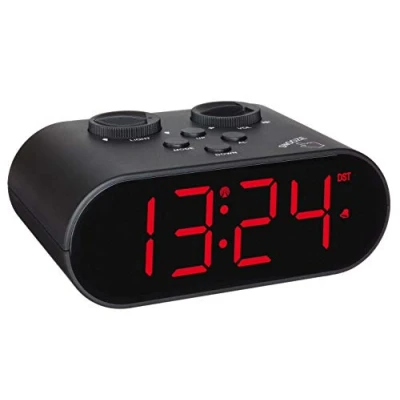 Afbeelding van TFA Dostmann zendergestuurde wekker ELLYPSE, 60.2551.01, met USB oplaadfunctie, grote LED cijfers, snooze functie, helderheid en alarm geluidssterkte regelbaar, zwart, (L) 136 x (B) 85 (H) 55 mm