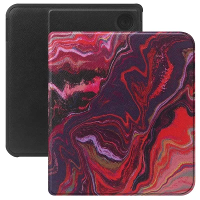 Afbeelding van Selencia Vivid Bookcase voor Kobo Libra Colour met standaard Marble Purple Kunstleder