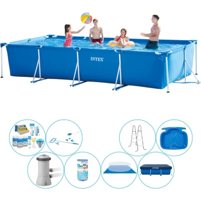Afbeelding van Intex Frame Pool Rechthoekig 450x220x84 cm Alles in 1 Zwembad Pakket