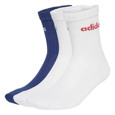Afbeelding van adidas Uniseks Volwassen Linear Crew Cushioned Socks 3 Pairs, Dark Blue/White/White, 8.5 10