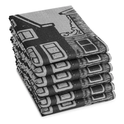 Afbeelding van Theedoek DDDDD Canal Black 60 x 65 cm (6 Delig)