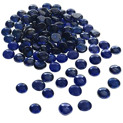 Afbeelding van Belle Vous Blauw Glazen Kiezelsteentjes 2,25 kg Platte Kraal Edelsteentjes 18 mm Decoratieve Stenen voor Huwelijk/Feest Tafel Bedekking, Kopstuk Vazenvuller Steentjes en Aquarium Decoratie